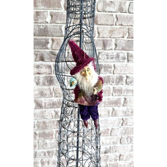 Vintage 90's Old Man Forest Elf Ornament Velour Clothes Christmas Handma… - Picture 3 of 12